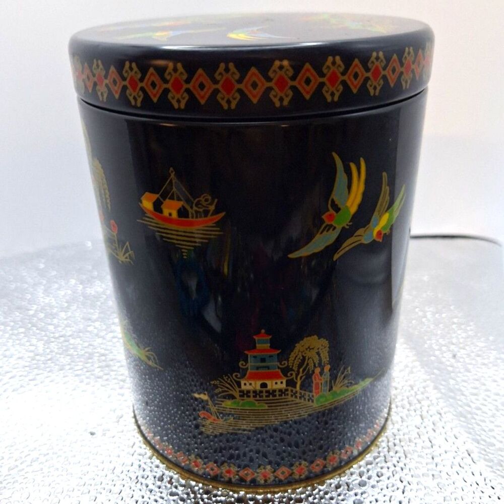 The Tin Box Company England Vintage Biscuit Tin Japanese Scenes Cottagecore